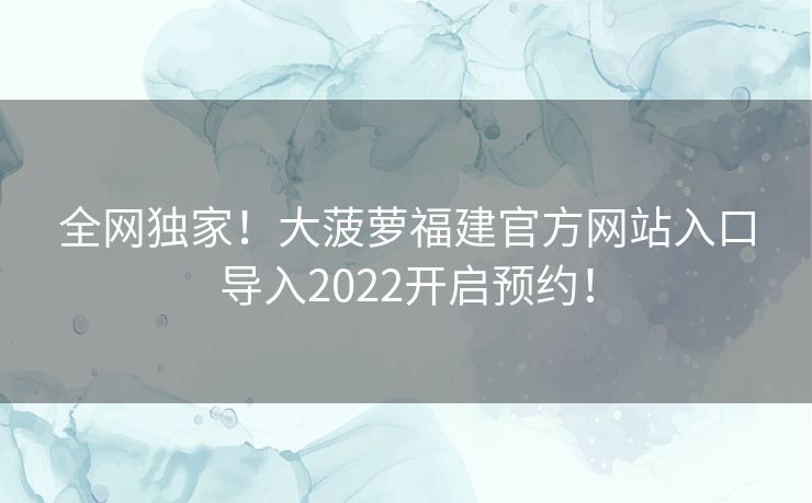 全网独家！大菠萝福建官方网站入口导入2022开启预约！