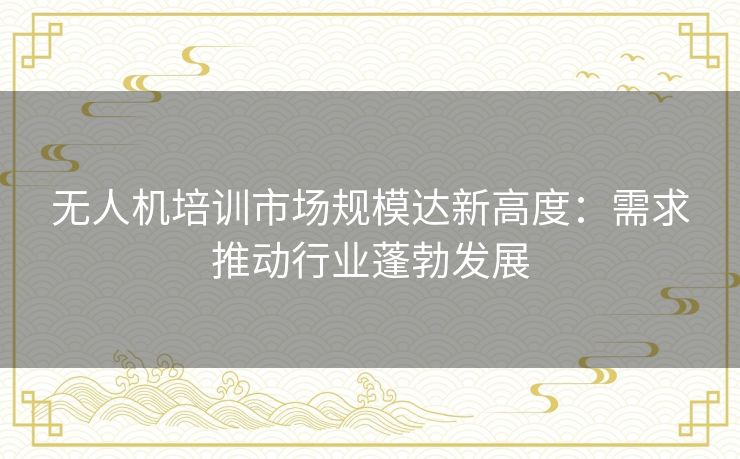 无人机培训市场规模达新高度：需求推动行业蓬勃发展