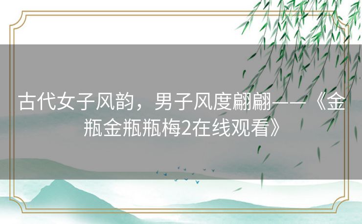 古代女子风韵，男子风度翩翩——《金瓶金瓶瓶梅2在线观看》
