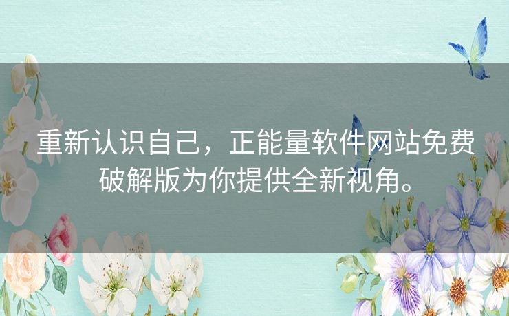 重新认识自己，正能量软件网站免费破解版为你提供全新视角。