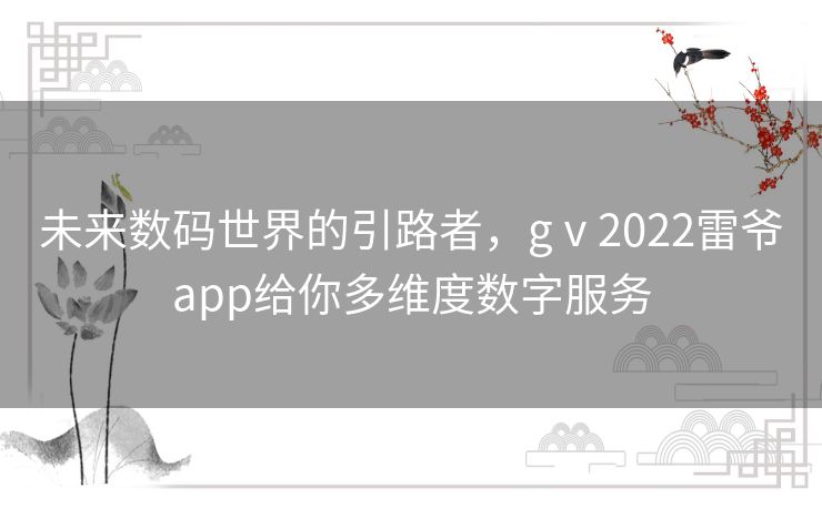 未来数码世界的引路者，gⅴ2022雷爷app给你多维度数字服务