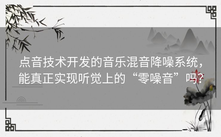点音技术开发的音乐混音降噪系统，能真正实现听觉上的“零噪音”吗？