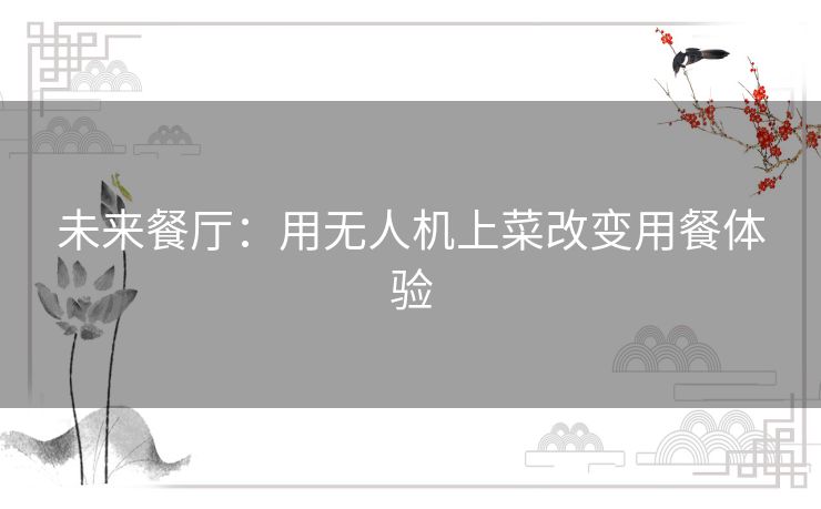 未来餐厅：用无人机上菜改变用餐体验