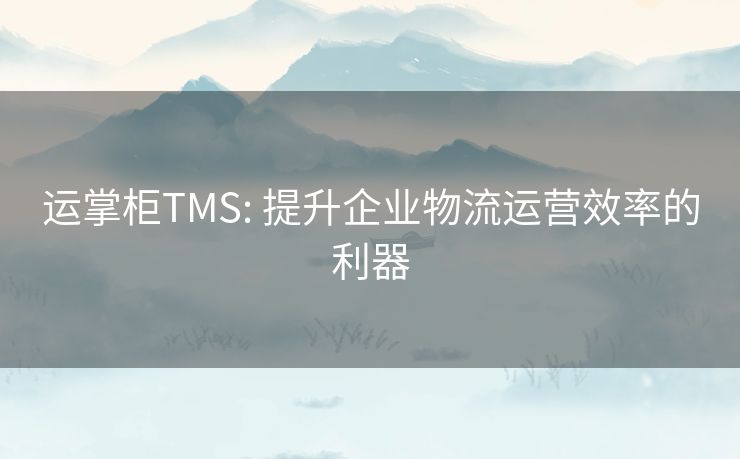 运掌柜TMS: 提升企业物流运营效率的利器
