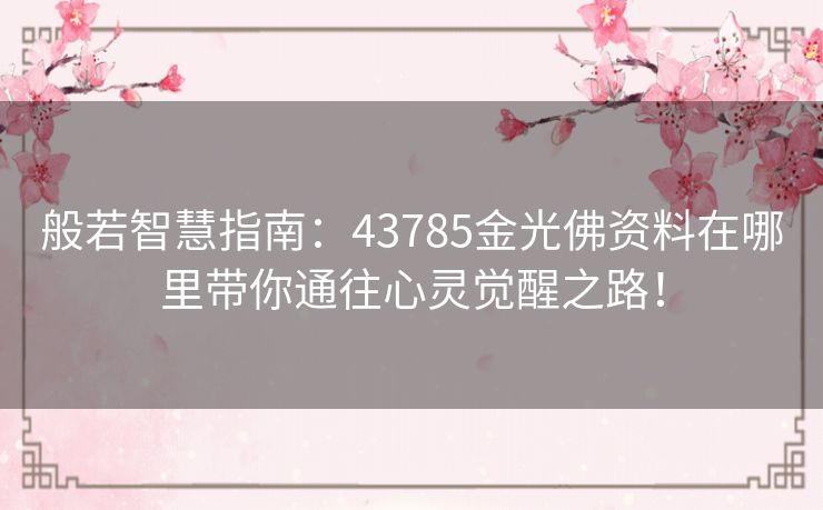 般若智慧指南：43785金光佛资料在哪里带你通往心灵觉醒之路！