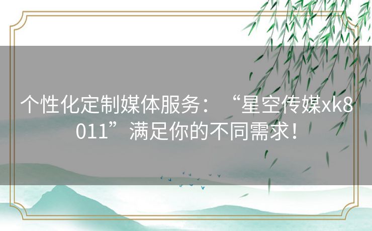 个性化定制媒体服务：“星空传媒xk8011”满足你的不同需求！