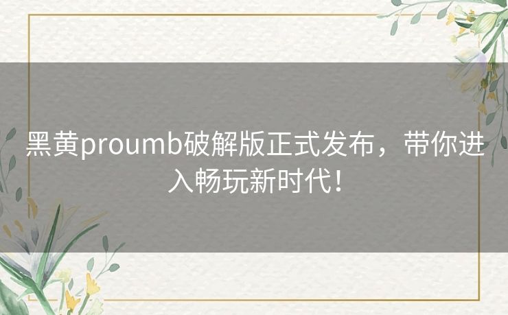 黑黄proumb破解版正式发布，带你进入畅玩新时代！