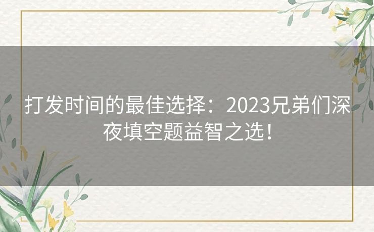 打发时间的最佳选择：2023兄弟们深夜填空题益智之选！