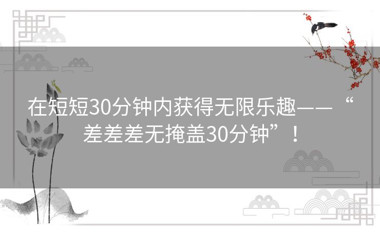 在短短30分钟内获得无限乐趣——“差差差无掩盖30分钟”！