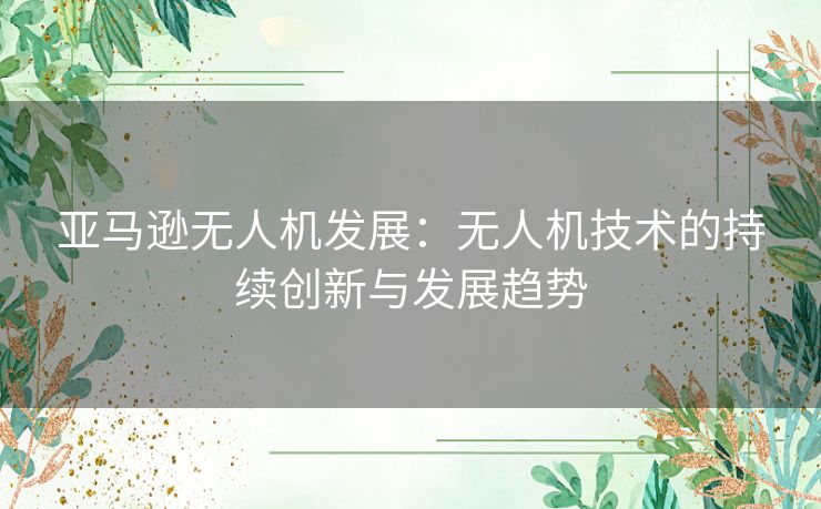 亚马逊无人机发展：无人机技术的持续创新与发展趋势