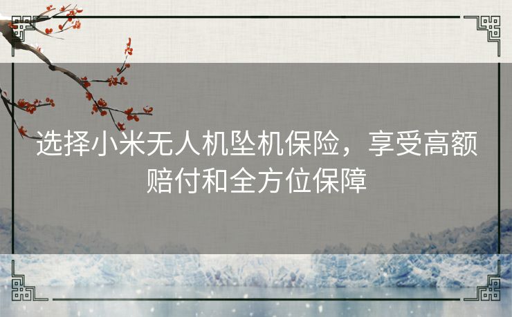 选择小米无人机坠机保险，享受高额赔付和全方位保障