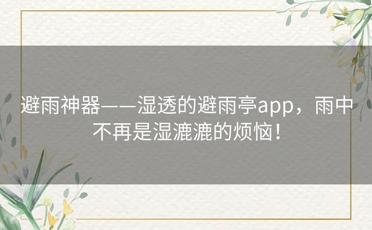 避雨神器——湿透的避雨亭app，雨中不再是湿漉漉的烦恼！