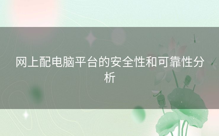 网上配电脑平台的安全性和可靠性分析