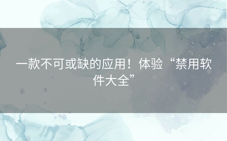 一款不可或缺的应用！体验“禁用软件大全”