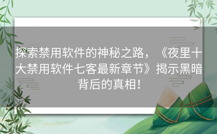 探索禁用软件的神秘之路，《夜里十大禁用软件七客最新章节》揭示黑暗背后的真相！