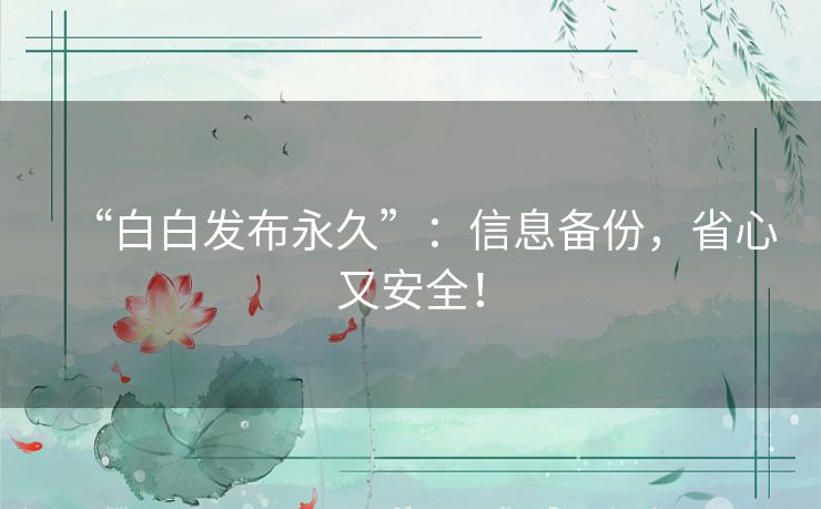 “白白发布永久”：信息备份，省心又安全！