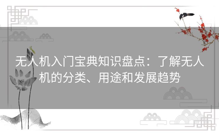 无人机入门宝典知识盘点:了解无人机的分类、用途和发展趋势 无人机入门宝典知识盘点:了解无人机的分类、用途和发展趋势