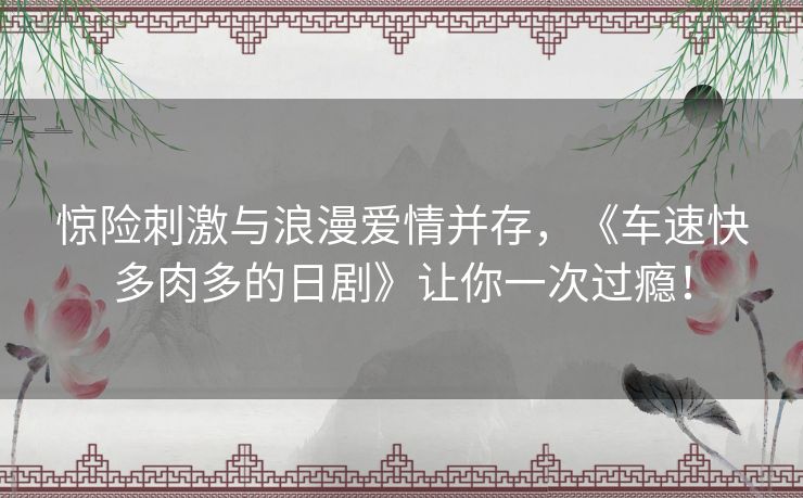 惊险刺激与浪漫爱情并存，《车速快多肉多的日剧》让你一次过瘾！