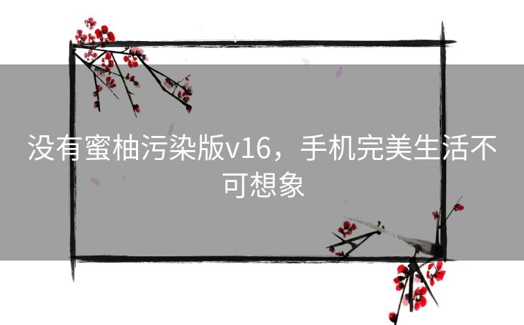 没有蜜柚污染版v16，手机完美生活不可想象