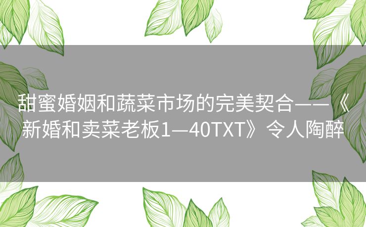 甜蜜婚姻和蔬菜市场的完美契合——《新婚和卖菜老板1—40TXT》令人陶醉