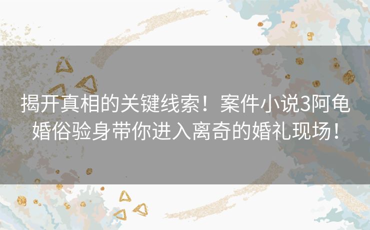 揭开真相的关键线索！案件小说3阿龟婚俗验身带你进入离奇的婚礼现场！