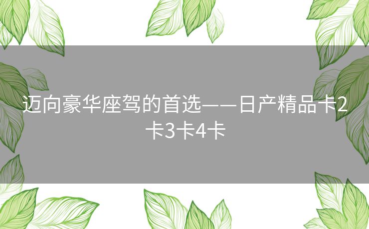 迈向豪华座驾的首选——日产精品卡2卡3卡4卡