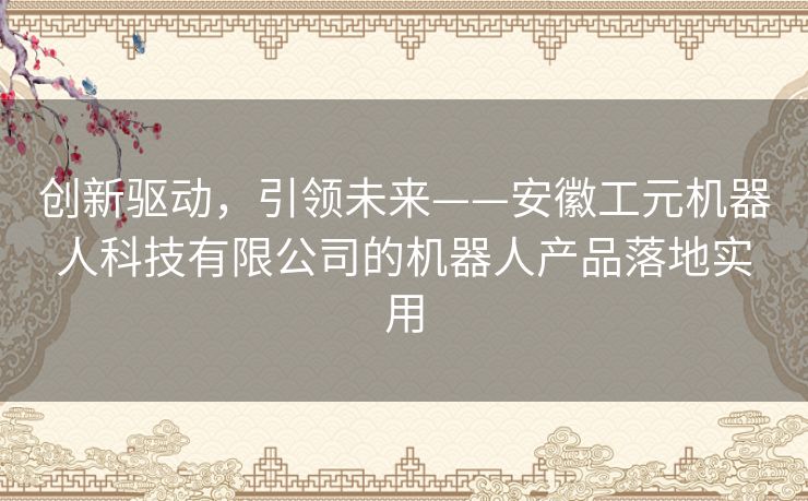 创新驱动，引领未来——安徽工元机器人科技有限公司的机器人产品落地实用