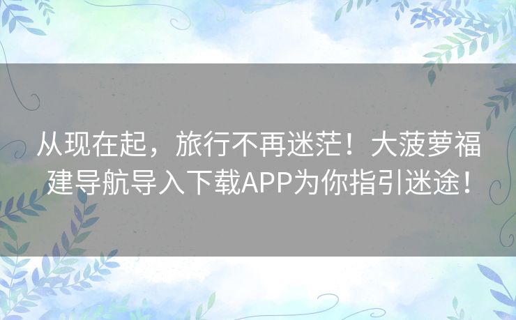 从现在起，旅行不再迷茫！大菠萝福建导航导入下载APP为你指引迷途！