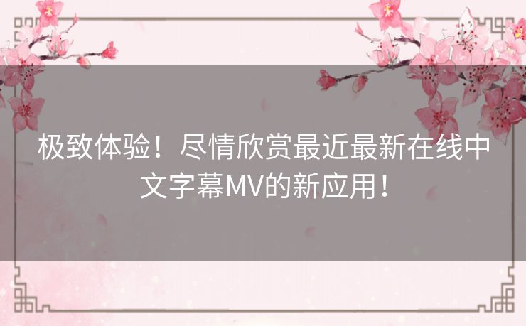 极致体验！尽情欣赏最近最新在线中文字幕MV的新应用！