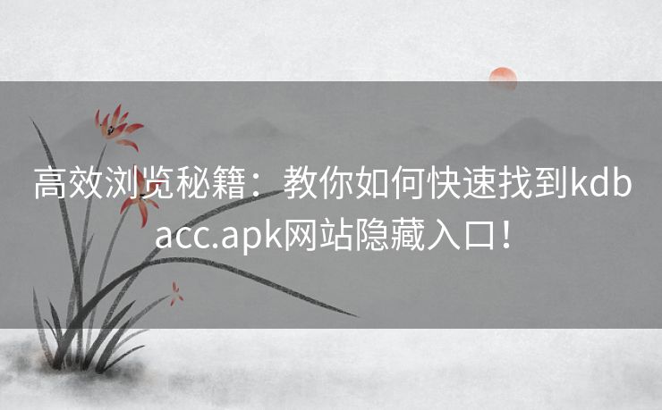 高效浏览秘籍：教你如何快速找到kdbacc.apk网站隐藏入口！