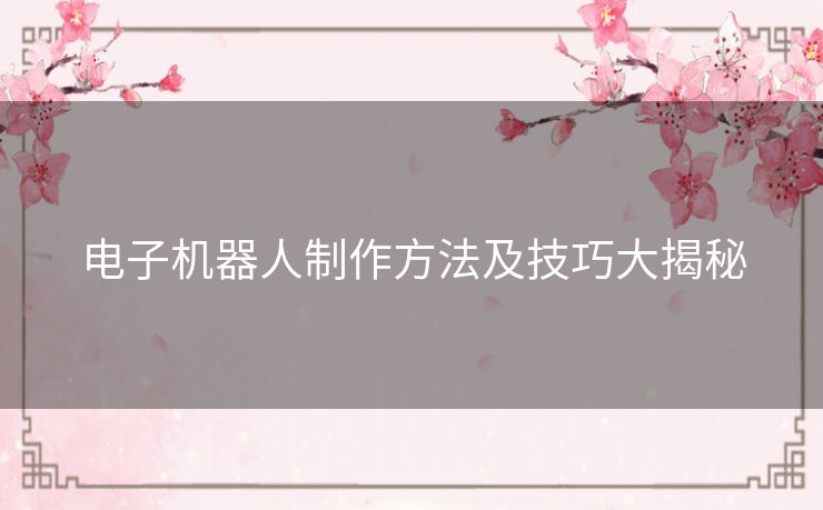 电子机器人制作方法及技巧大揭秘