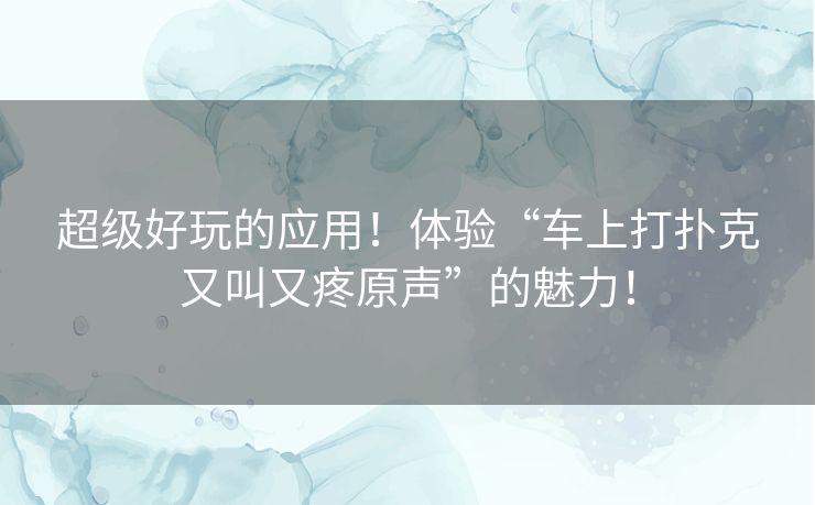超级好玩的应用！体验“车上打扑克又叫又疼原声”的魅力！