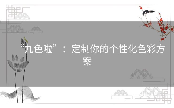 “九色啦”：定制你的个性化色彩方案