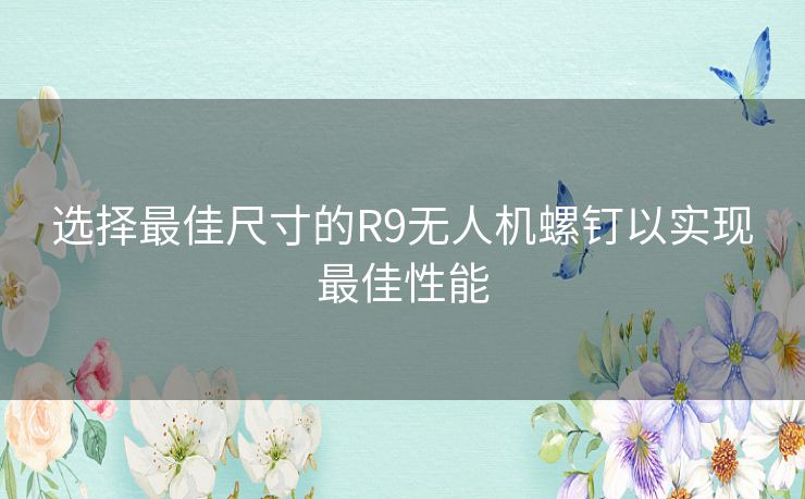 选择最佳尺寸的R9无人机螺钉以实现最佳性能