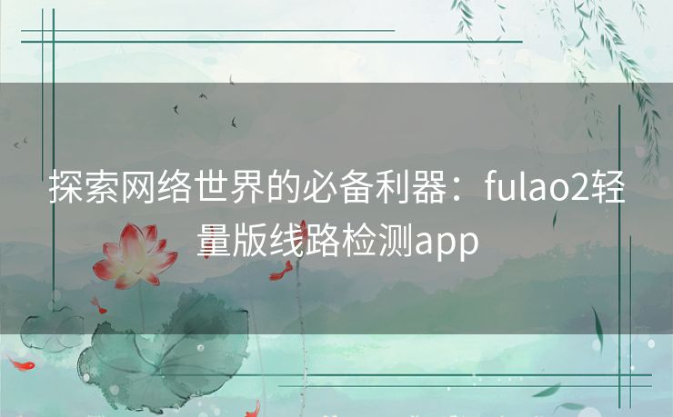 探索网络世界的必备利器：fulao2轻量版线路检测app