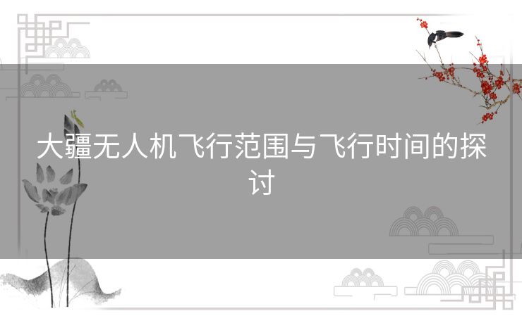 大疆无人机飞行范围与飞行时间的探讨