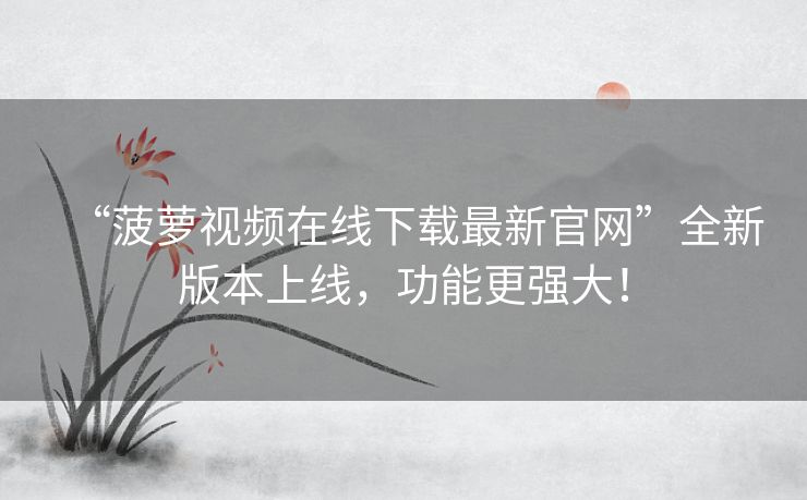 “菠萝视频在线下载最新官网”全新版本上线，功能更强大！