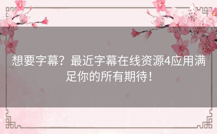 想要字幕？最近字幕在线资源4应用满足你的所有期待！