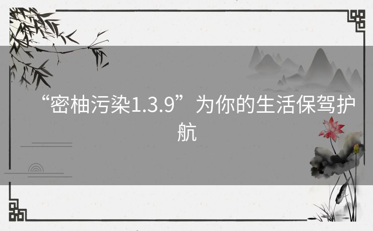 “密柚污染1.3.9”为你的生活保驾护航