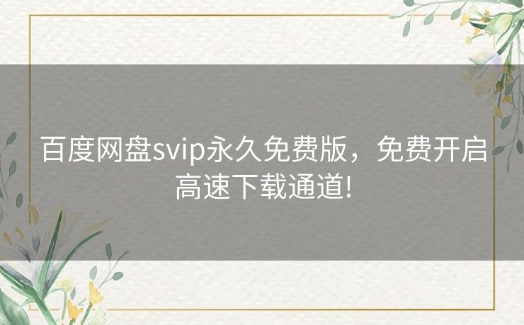 百度网盘svip永久免费版，免费开启高速下载通道!