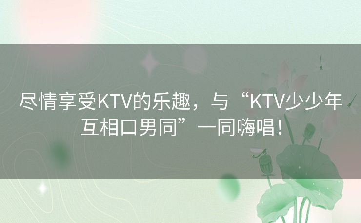 尽情享受KTV的乐趣，与“KTV少少年互相口男同”一同嗨唱！