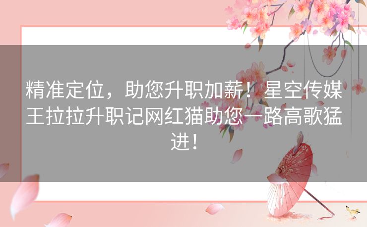 精准定位，助您升职加薪！星空传媒王拉拉升职记网红猫助您一路高歌猛进！