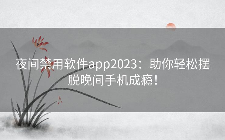 夜间禁用软件app2023：助你轻松摆脱晚间手机成瘾！